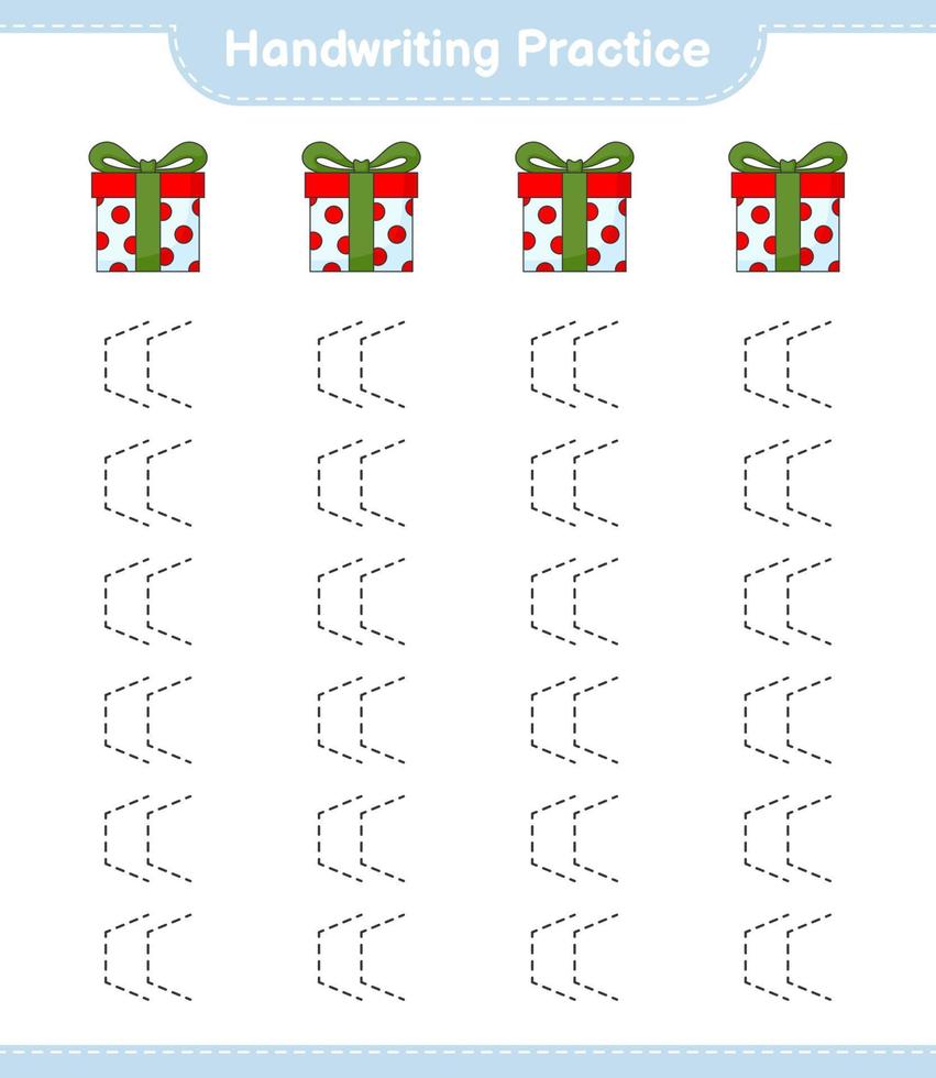 Handwriting practice. Tracing lines of Gift Box. Educational children game, printable worksheet, vector illustration