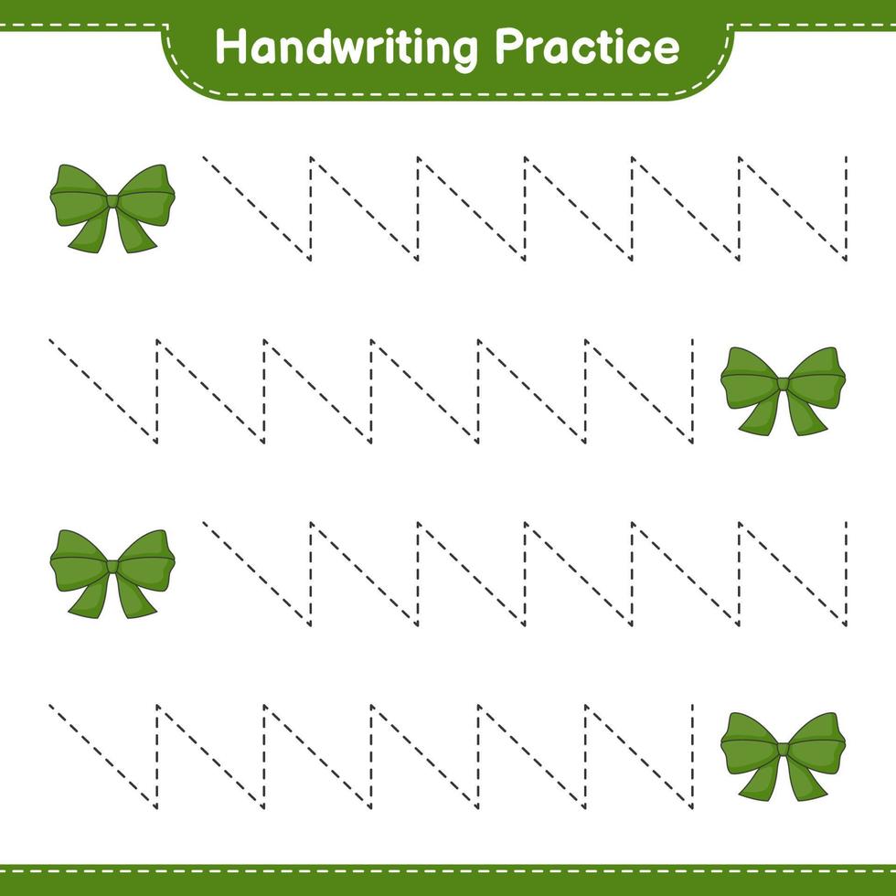 Handwriting practice. Tracing lines of Ribbon. Educational children game, printable worksheet, vector illustration