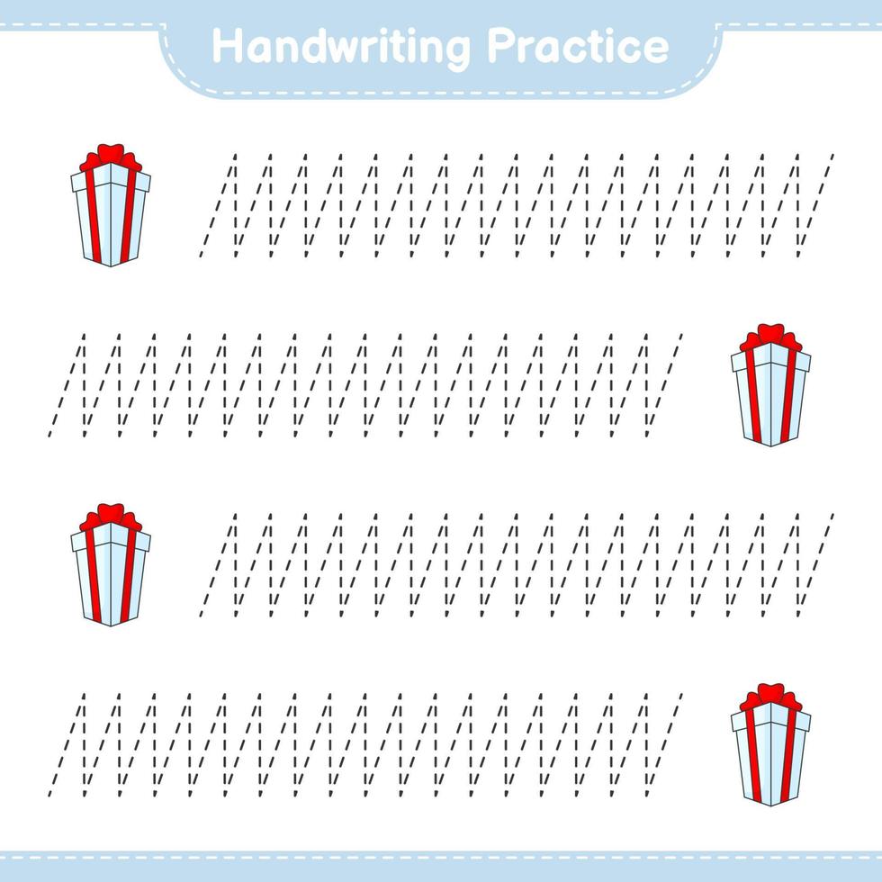 Handwriting practice. Tracing lines of Gift Box. Educational children game, printable worksheet, vector illustration