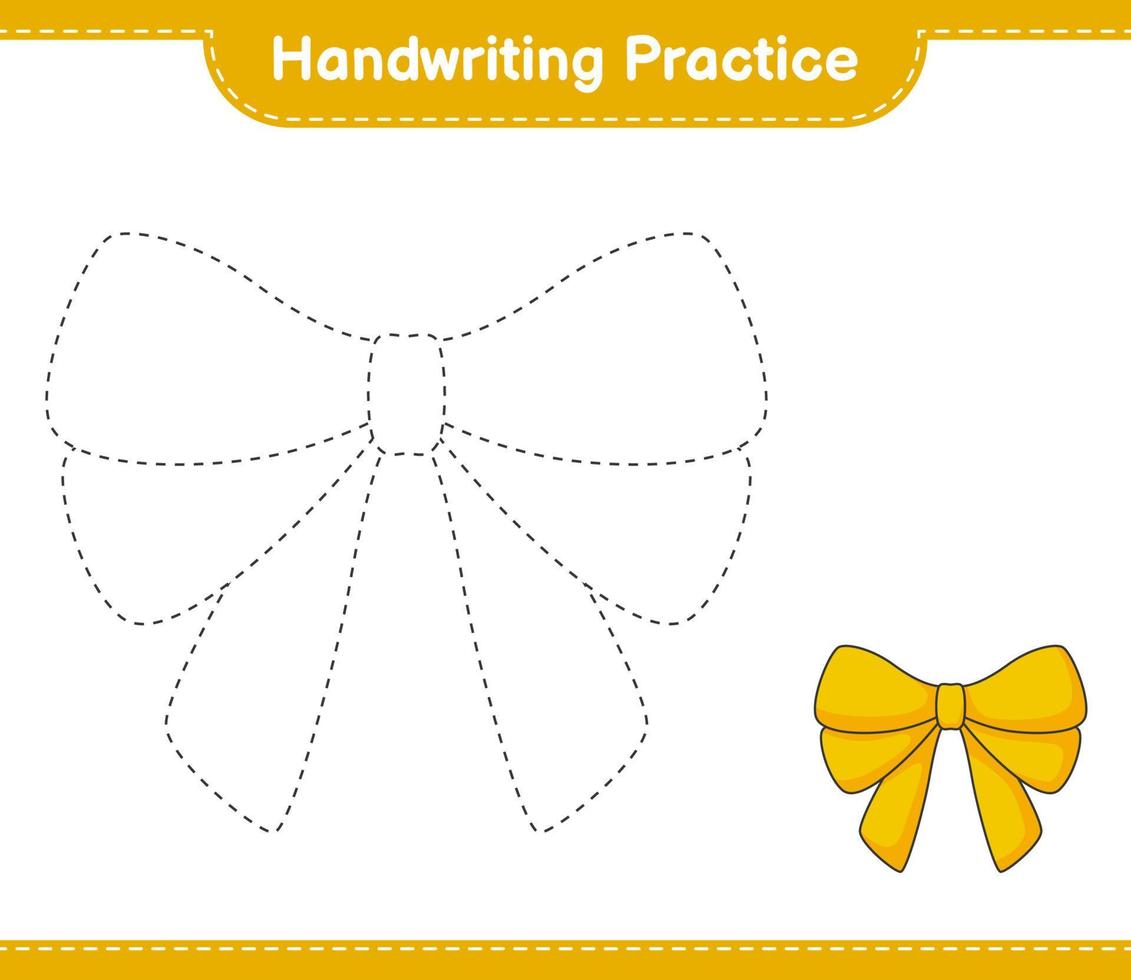 Handwriting practice. Tracing lines of Ribbon. Educational children game, printable worksheet, vector illustration