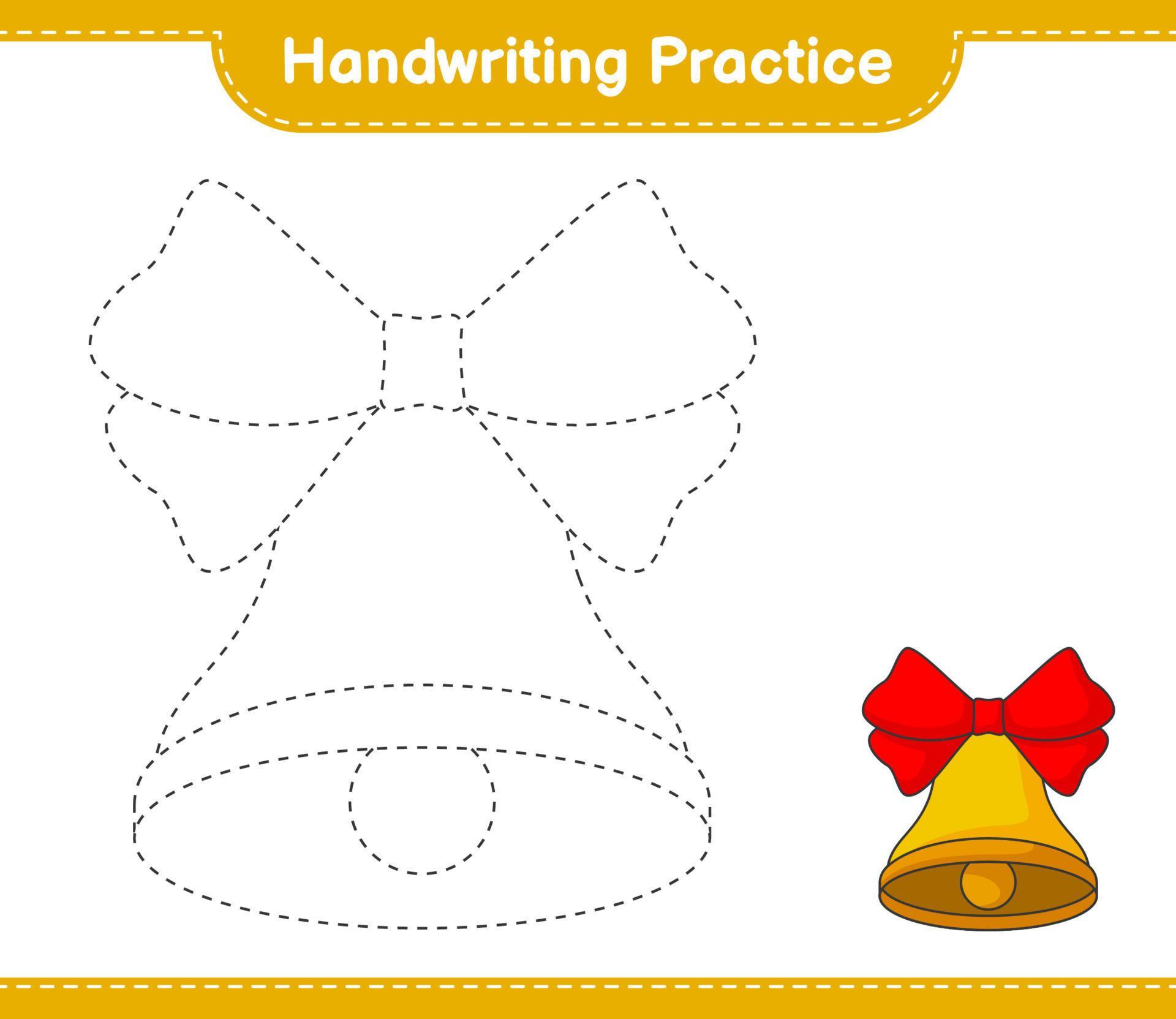 Handwriting practice. Tracing lines of Christmas Bell. Educational
