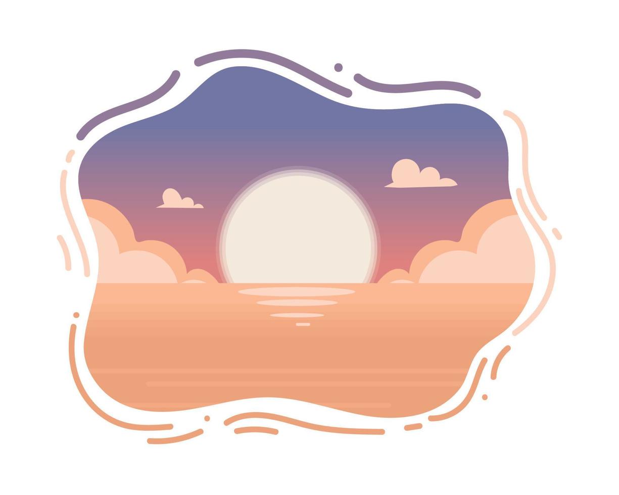 atardecer mar cielo vector