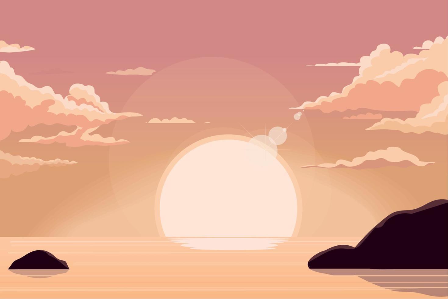 sunset sky over sea vector