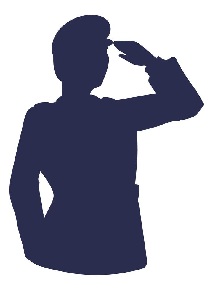 silhouette saluting soldier vector