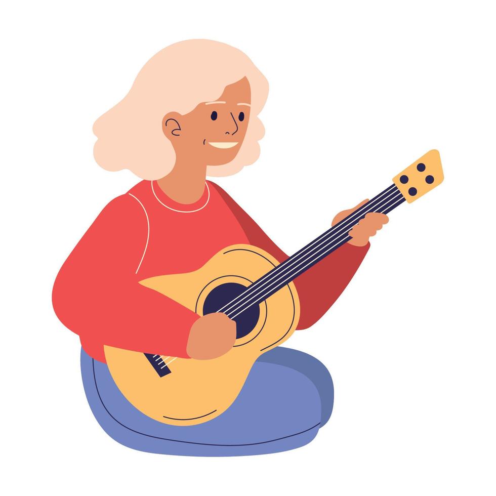 woman playing a guitar vector