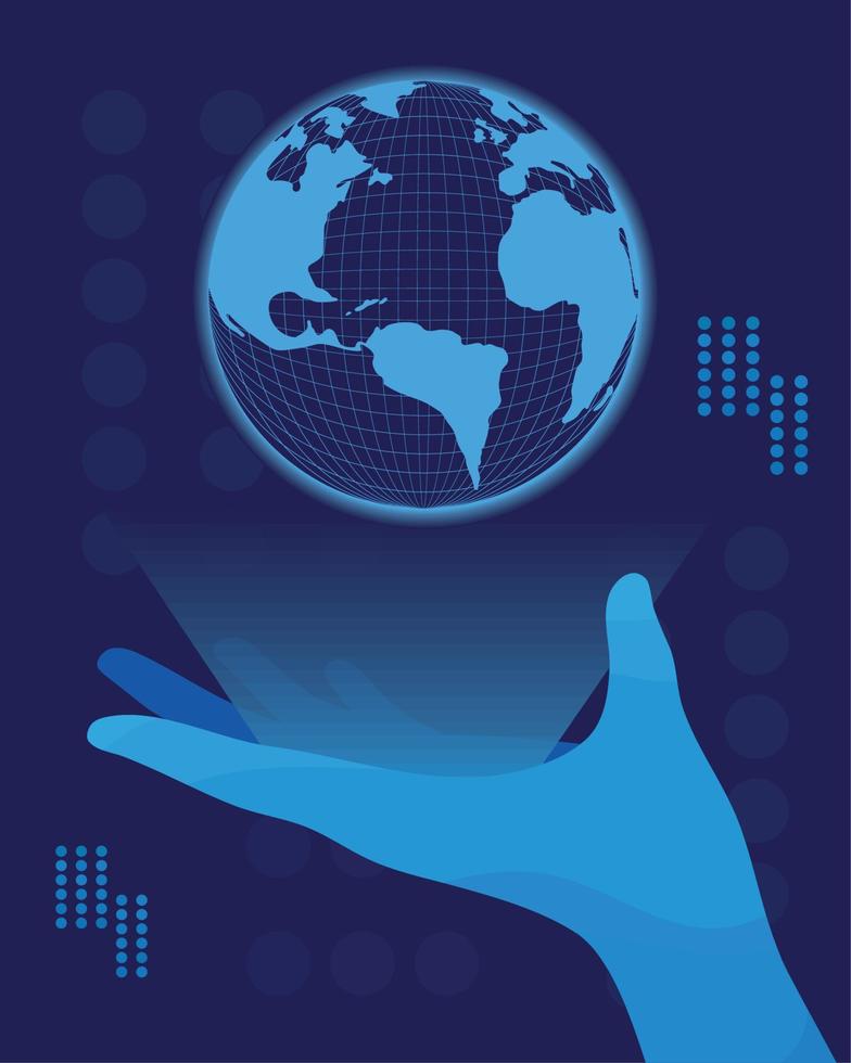 hand and earth map vector