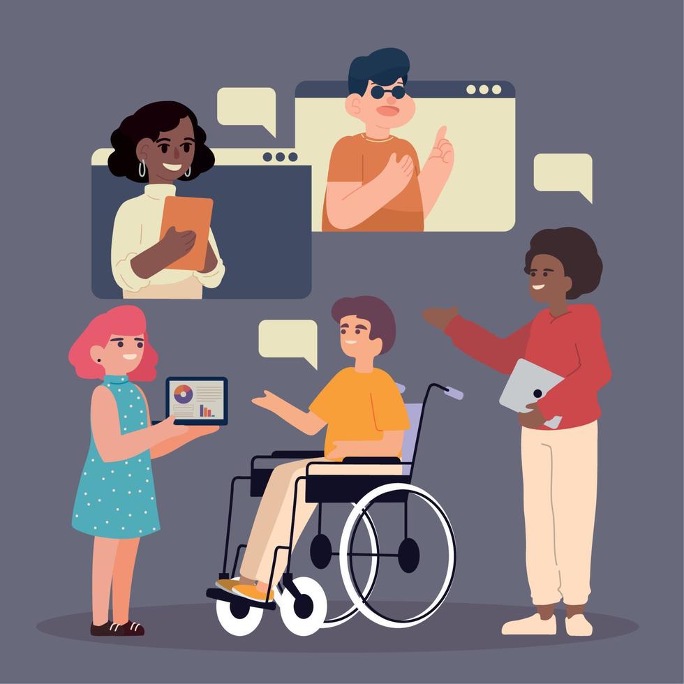 diverse team of people working vector