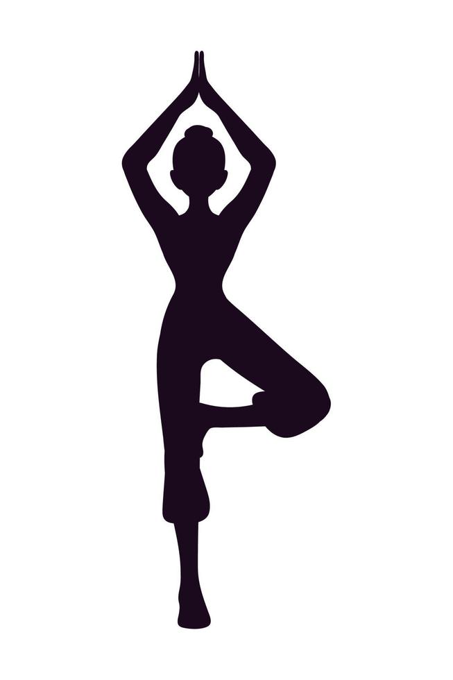 silhouette woman namaste vector