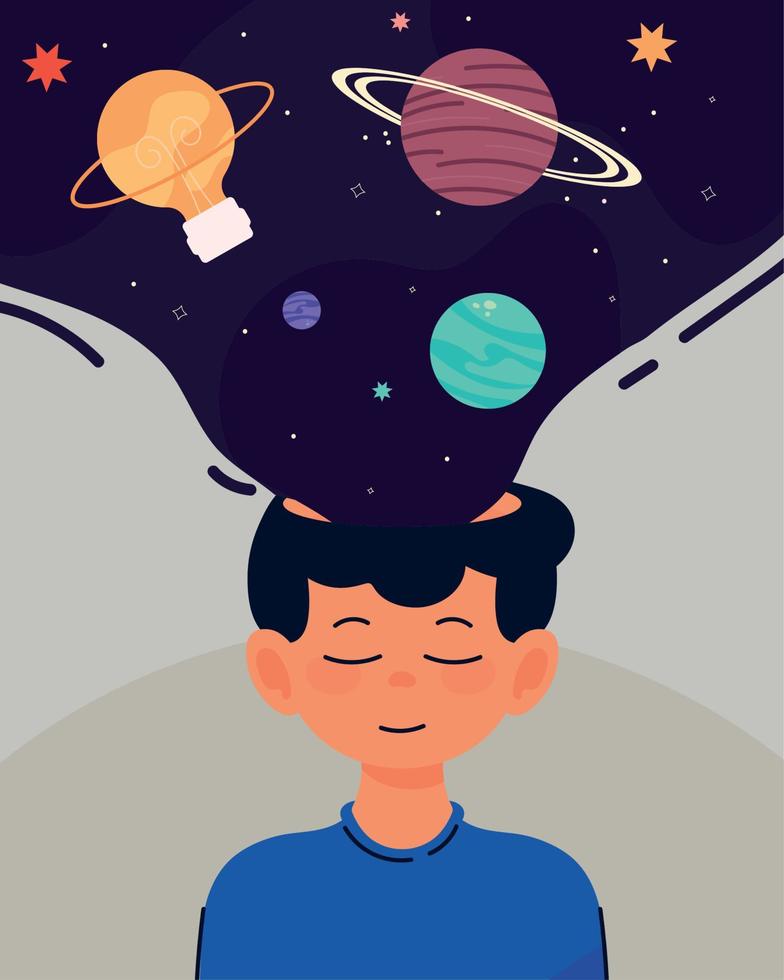 boy and creativity mind vector