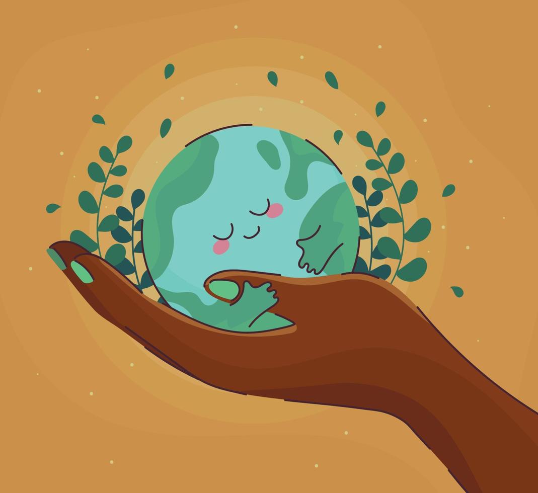 hand holding a earth vector