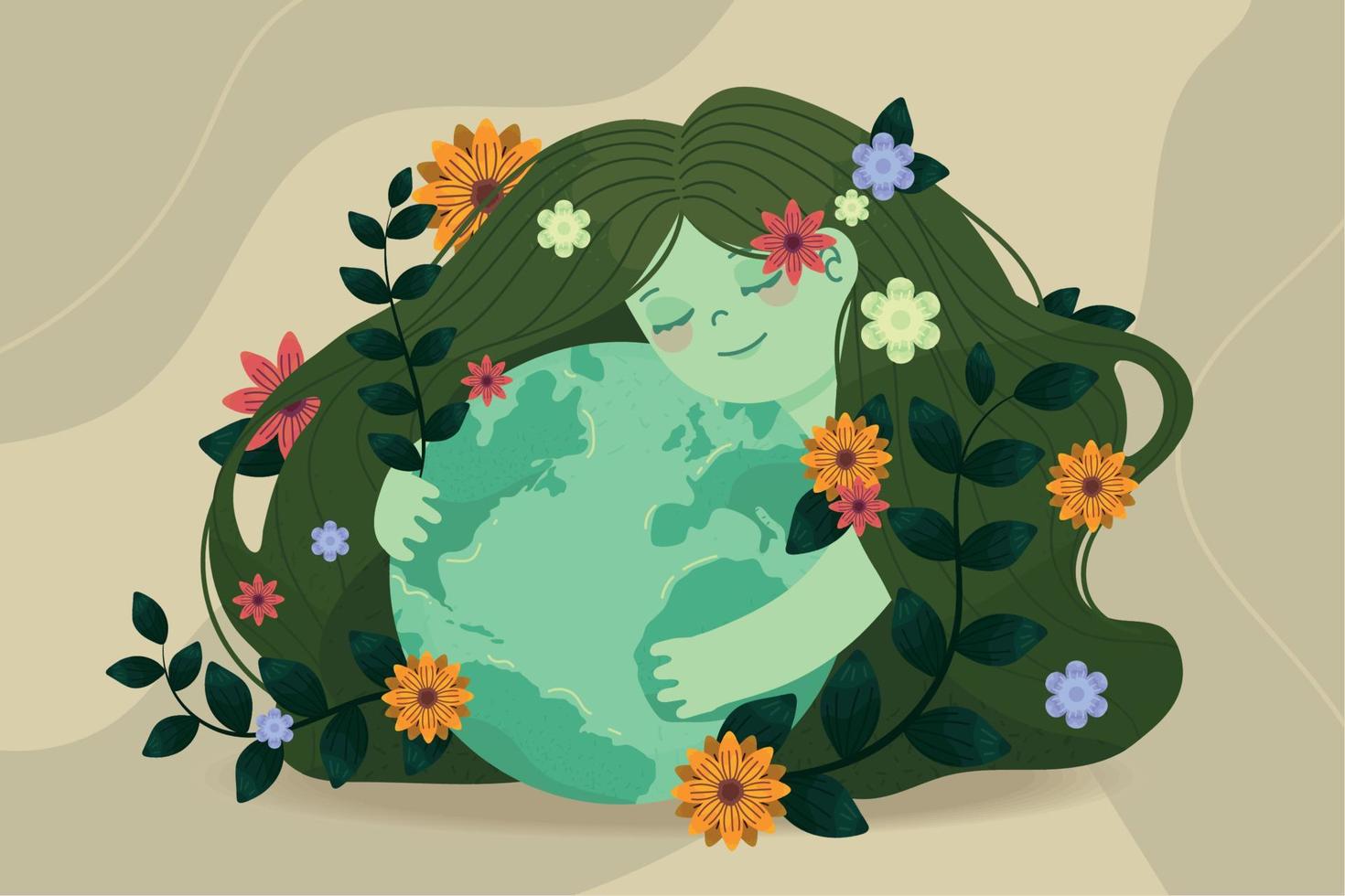 mother nature hugs the planet vector