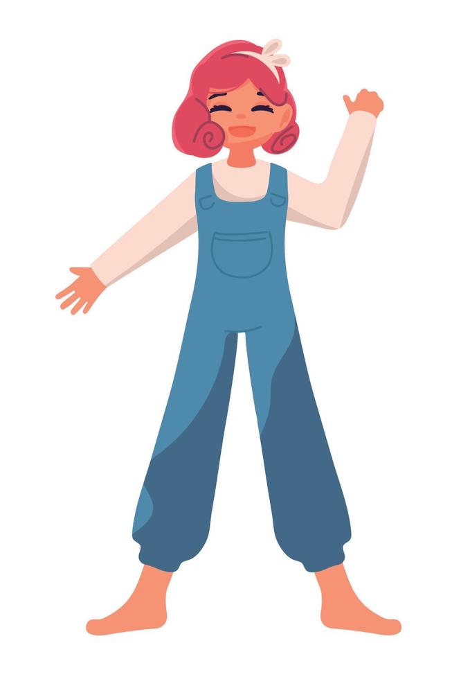 cute girl waving hand vector