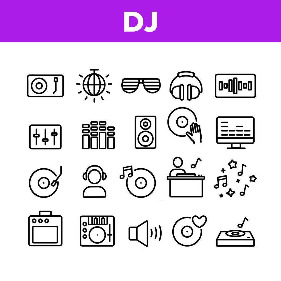 Dj Device Collection Elements Icons Set Vector