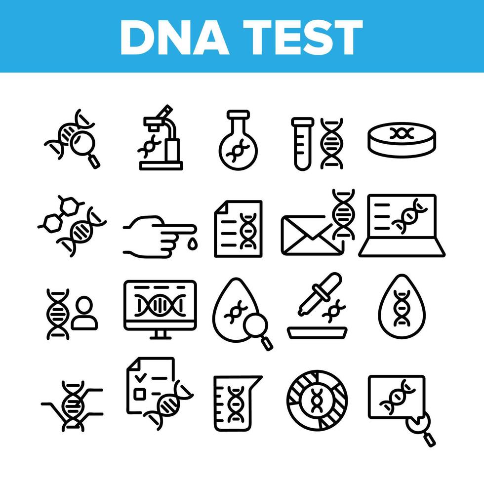 Dna Test Collection Elements Icons Set Vector