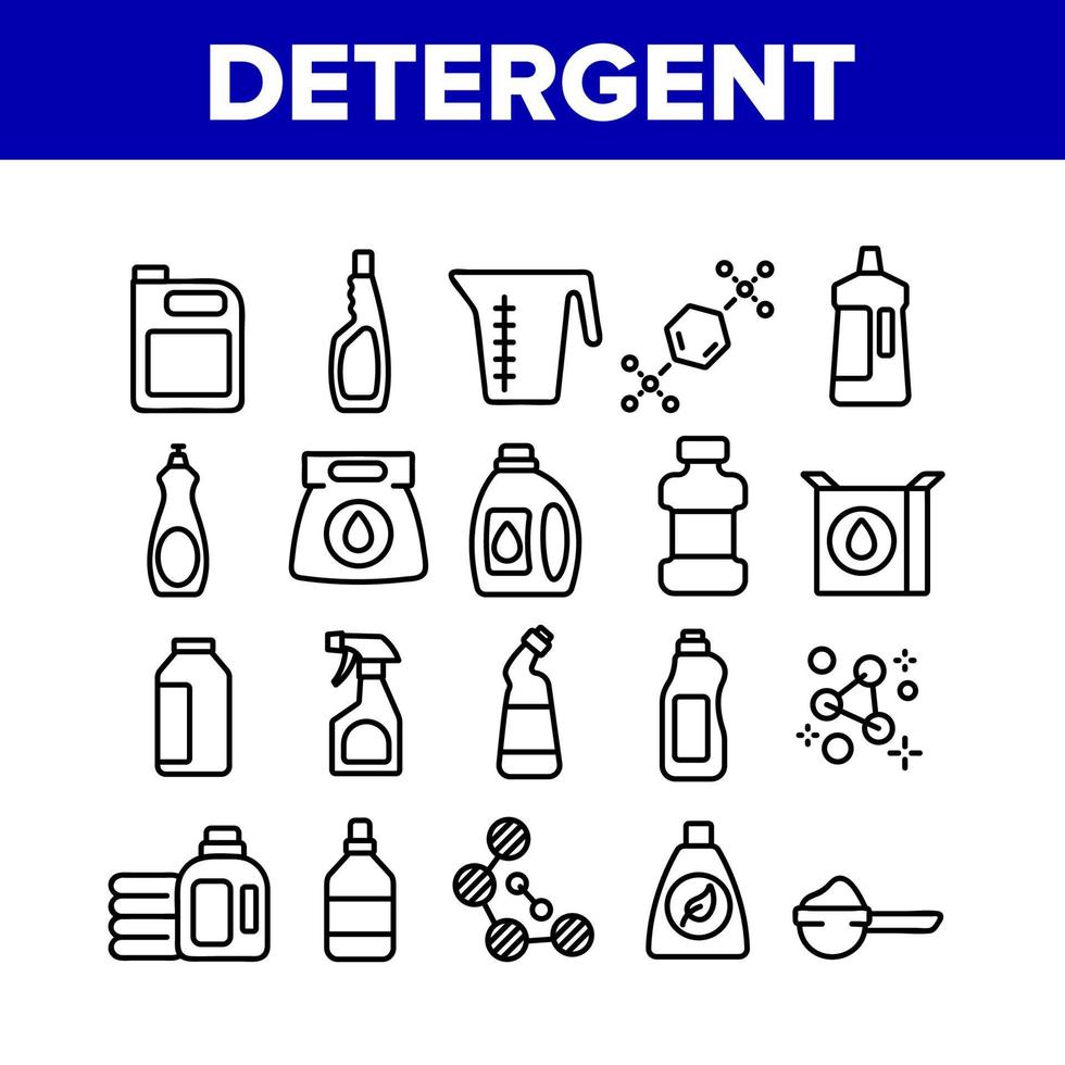 conjunto de iconos de colección de limpieza de detergente vector