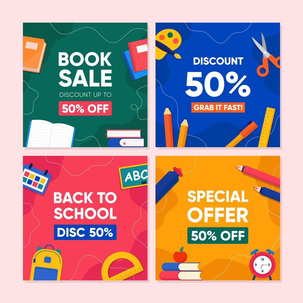 Back to School Promotion Offers for Social Media Post vector