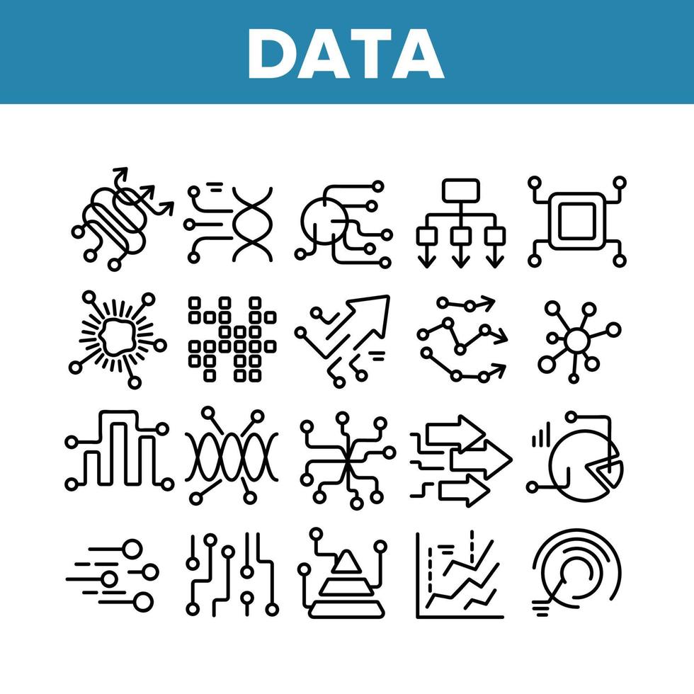 conjunto de iconos de colección analítica de análisis de datos vector