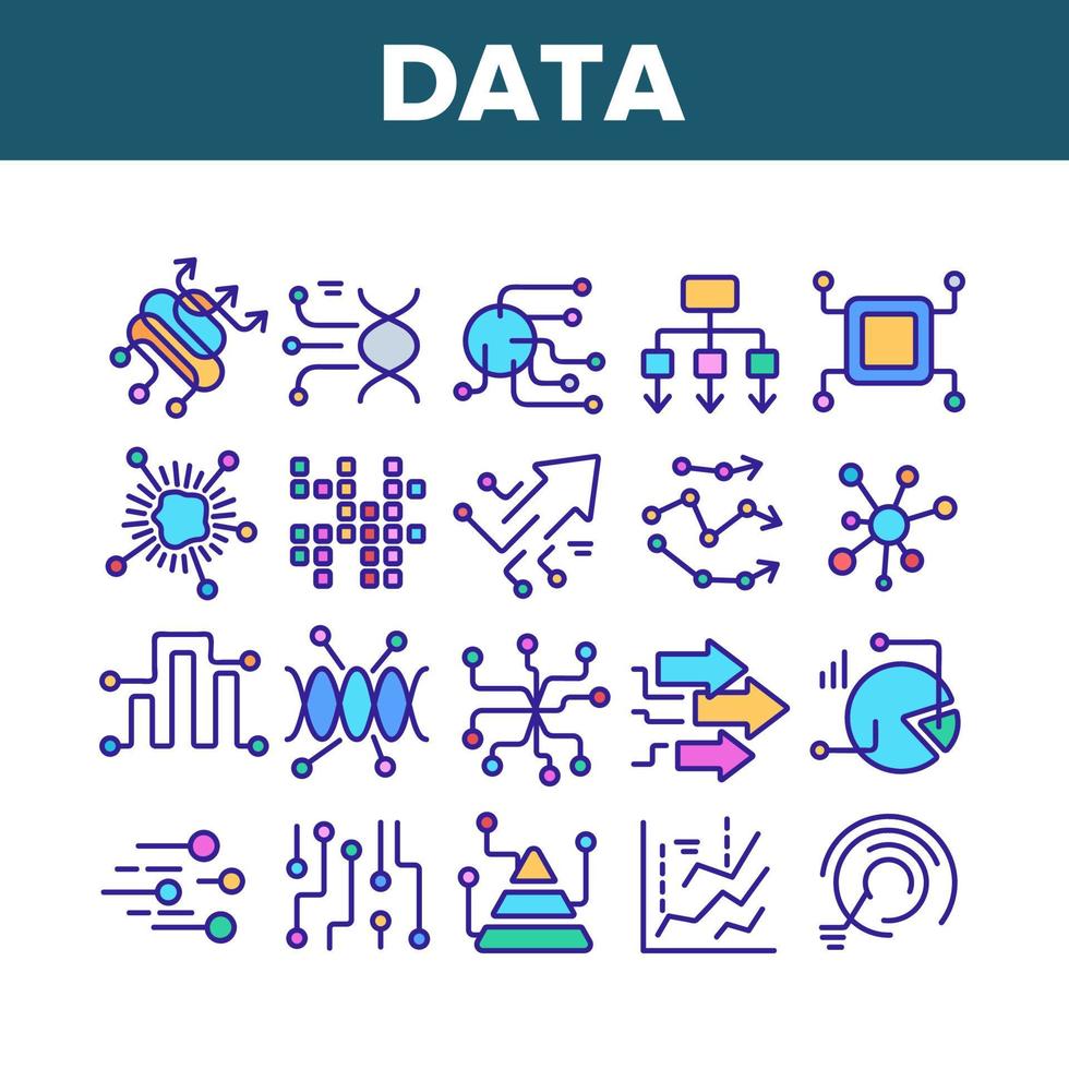 Data Analysis Analytic Collection Icons Set Vector