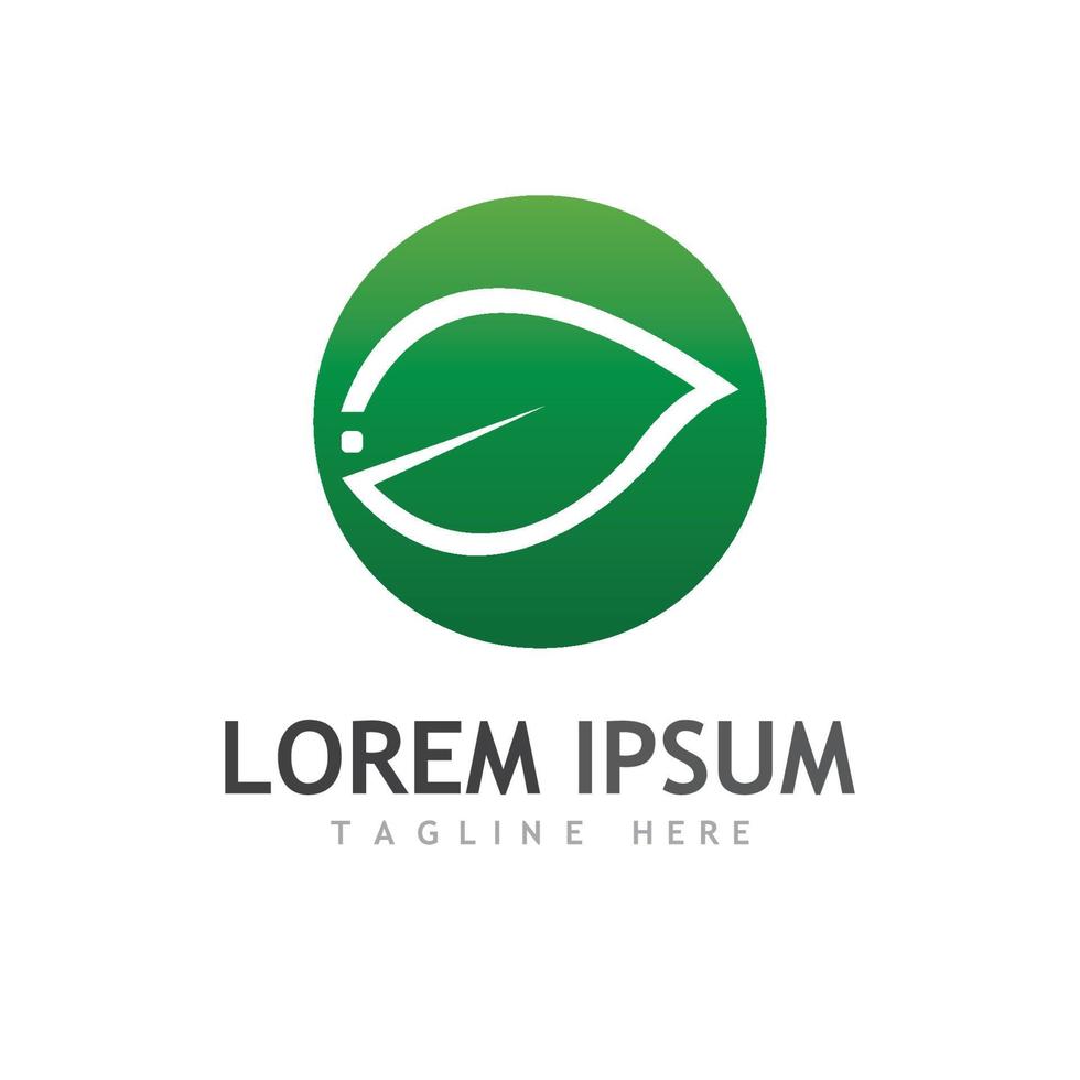 Green leaf logo. Vector design of gardens  plants and nature.