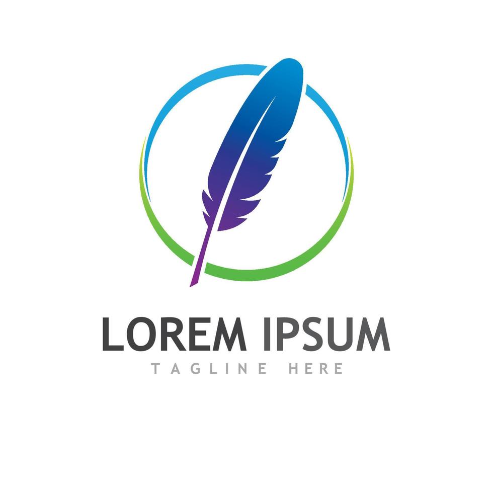 Feather logo, feather pen logo and law firm feather logo vector design.