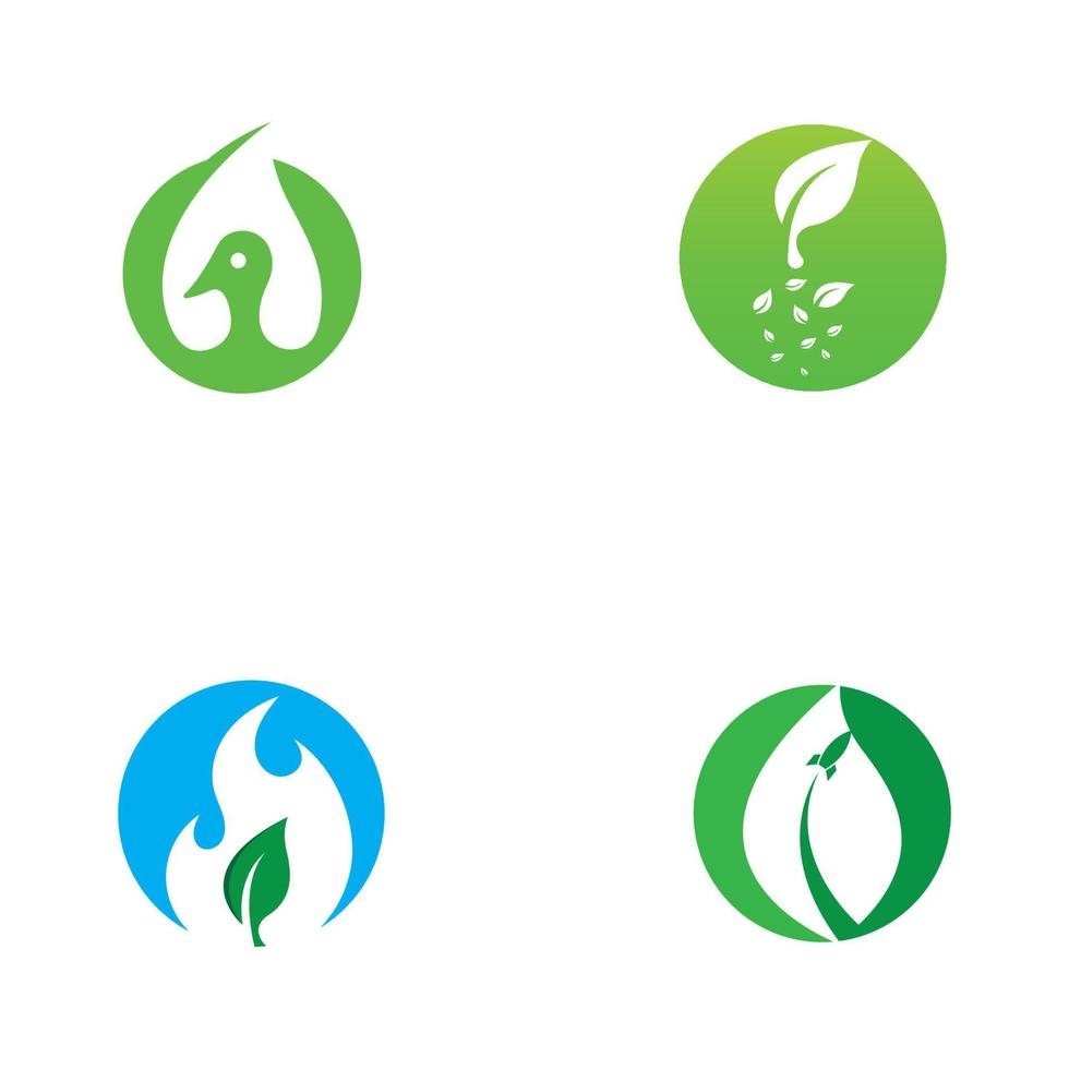 Green leaf logo. Vector design of gardens, plants and nature.