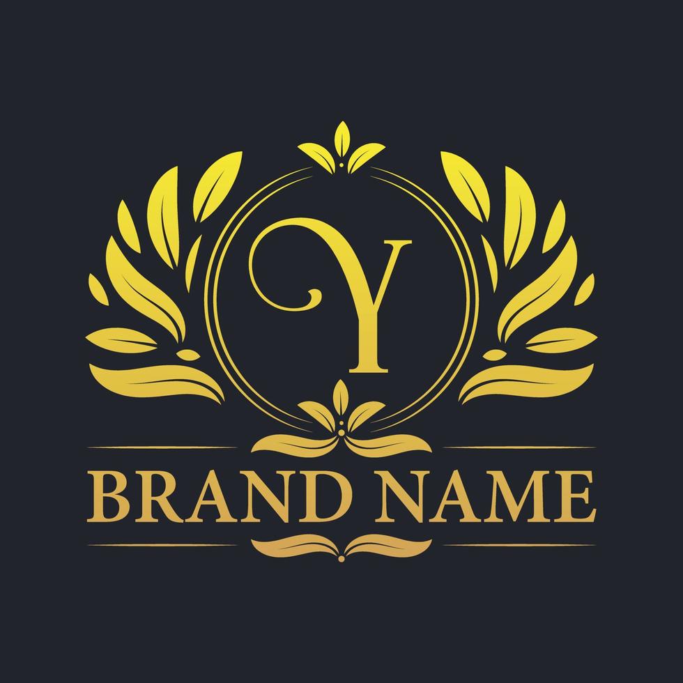 Golden vintage Luxury Y letter logo design. vector
