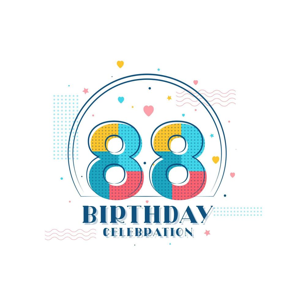 Celebración de 88 cumpleaños, diseño moderno de 88 cumpleaños. vector