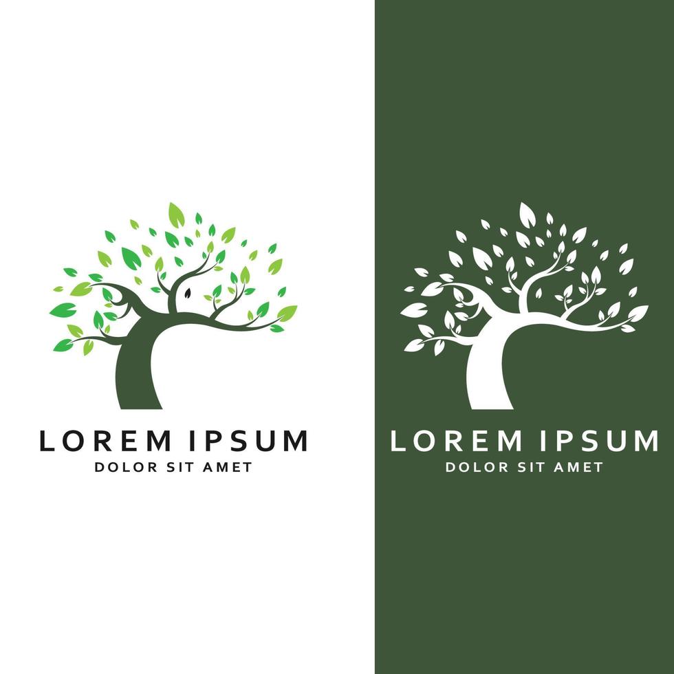 Living tree logo design, using a vector illustration template concept.