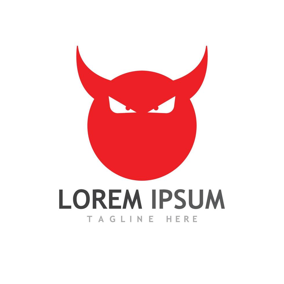 Devil logo with wings and horns using vector design concept.