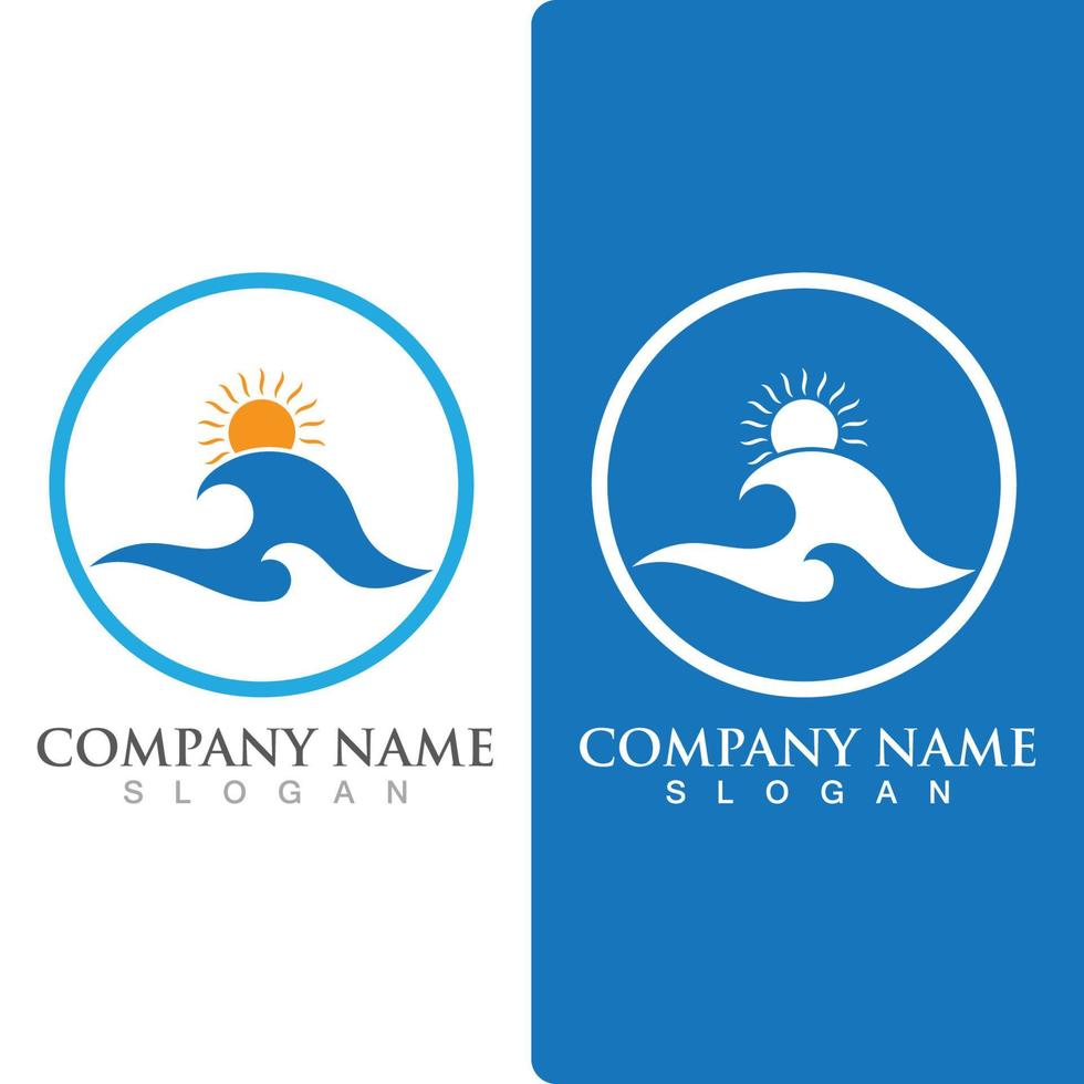 Wave beach logo ocean vector template