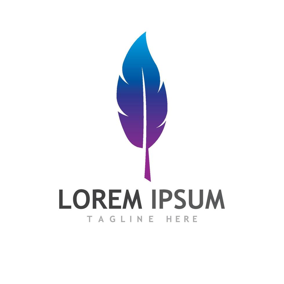 Feather logo, feather pen logo and law firm feather logo vector design.