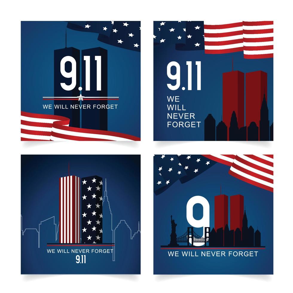 September 11 Patriot Day Social Media Post Template vector