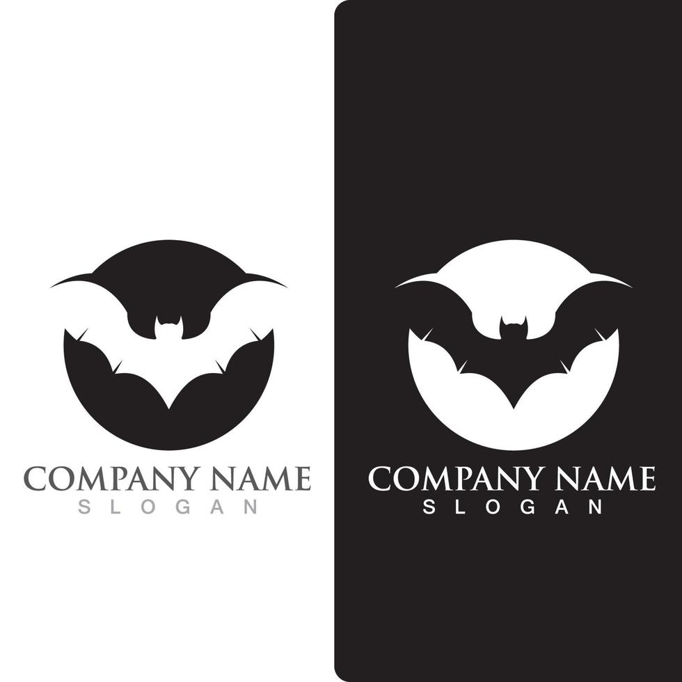 Silhouette bat animal logo, flying mammal animal. vector