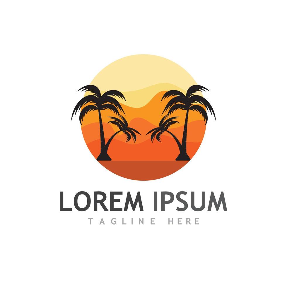 Palm tree summer logo template vector