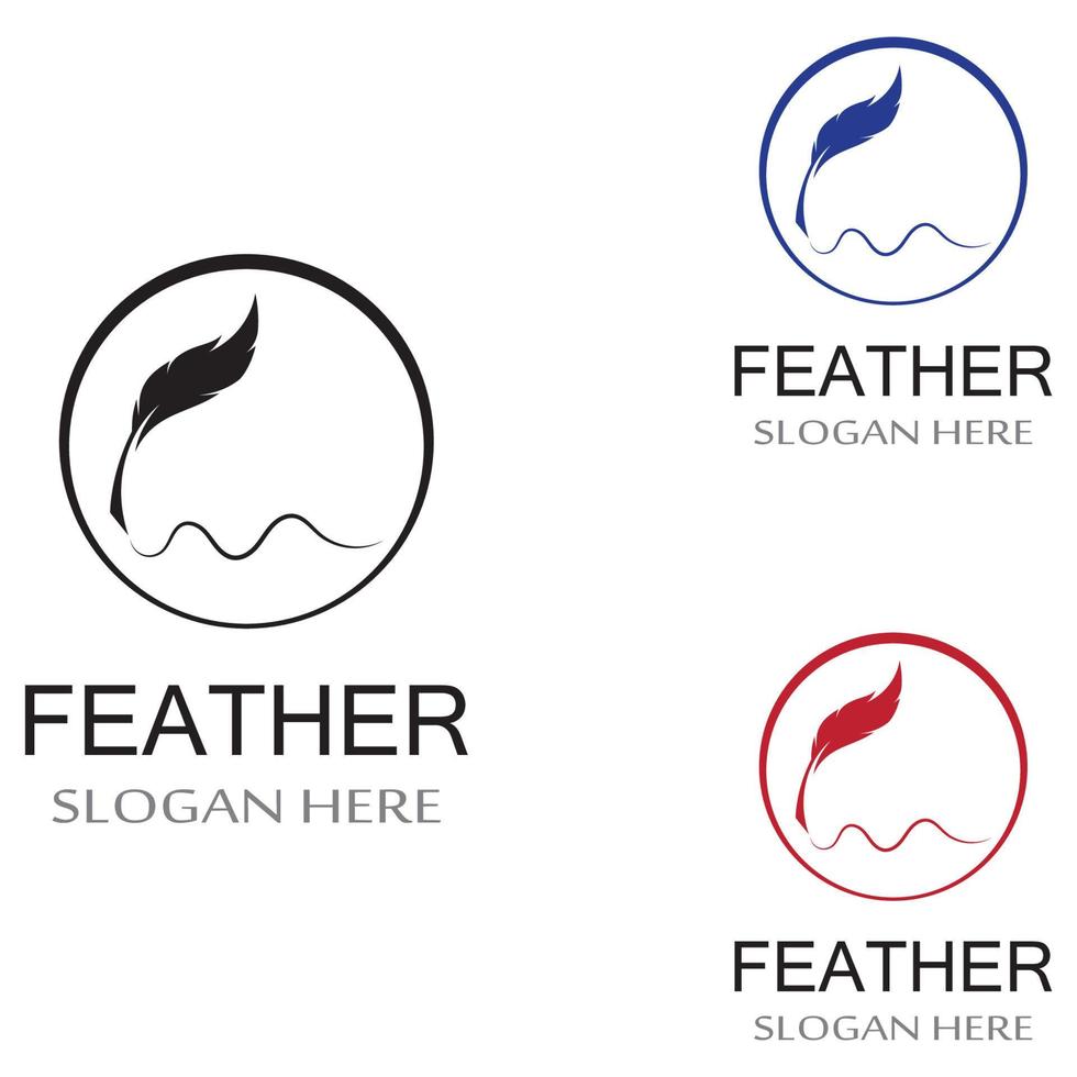 Feather pen Logo template vector