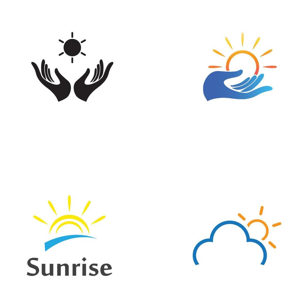 Plantilla de diseño de ilustración de vector de símbolo de logotipo de playa puesta de sol.