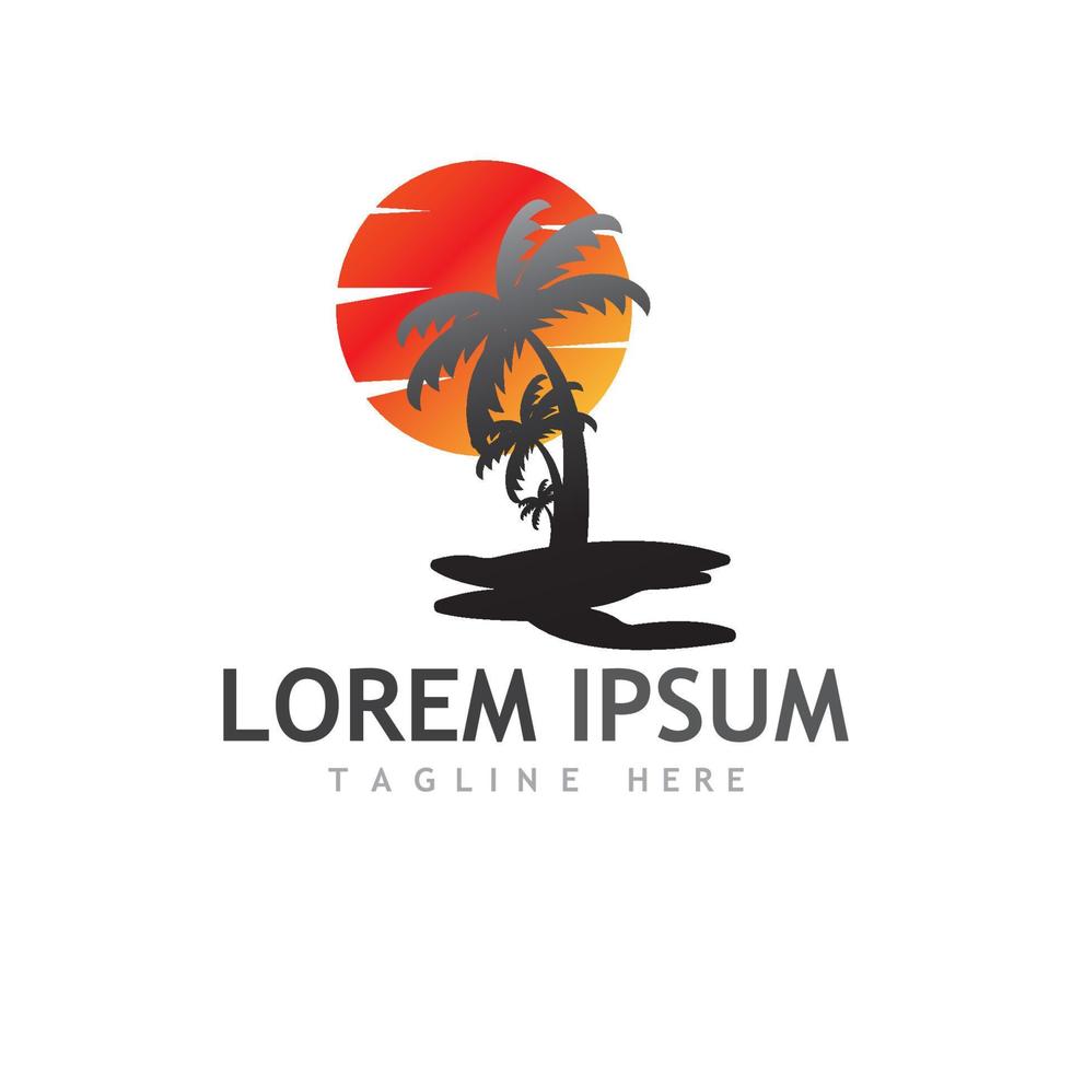 Palm tree summer logo template vector