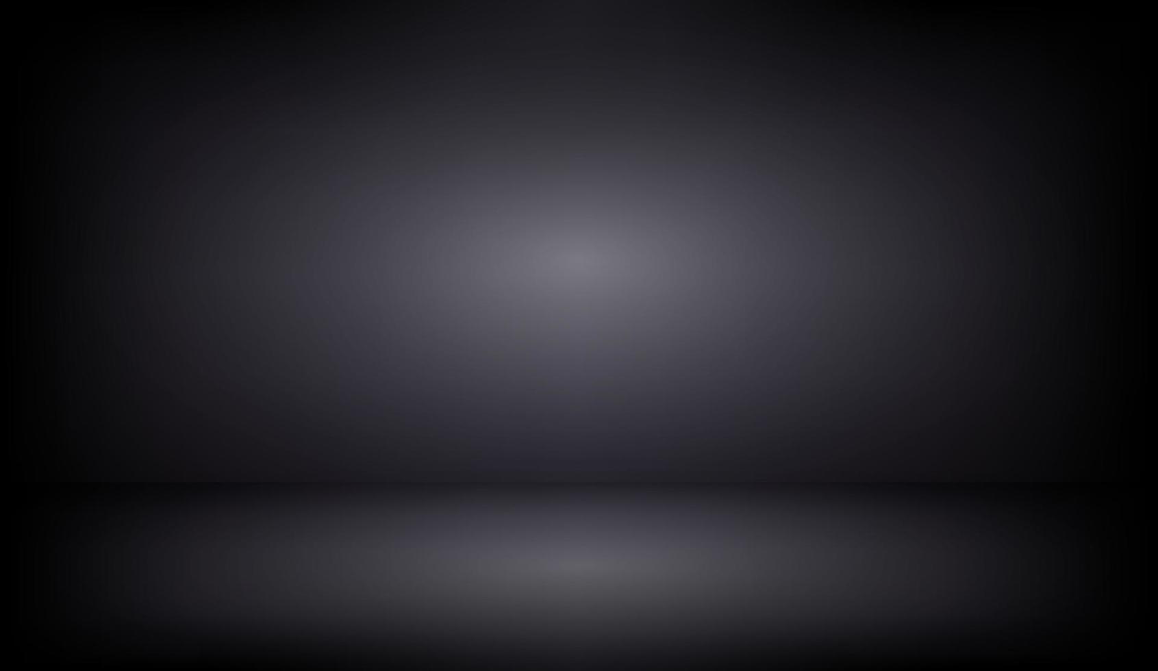 Black studio background abstract. Gradient with border black vignette. Empty light room. Clean design for displaying product. 3D Vector illustration.