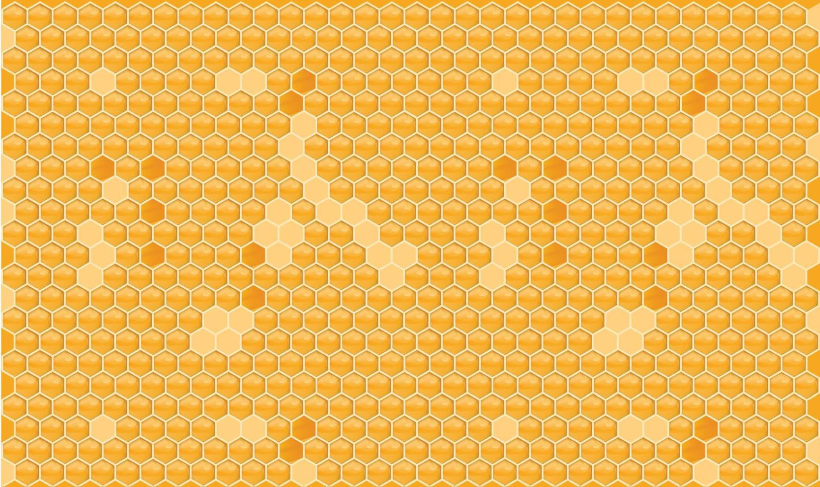 fondo de panal amarillo naranja. colmena con celdas de rejilla hexagonal. textura transparente geométrica. ilustración vectorial 3d realista. vector