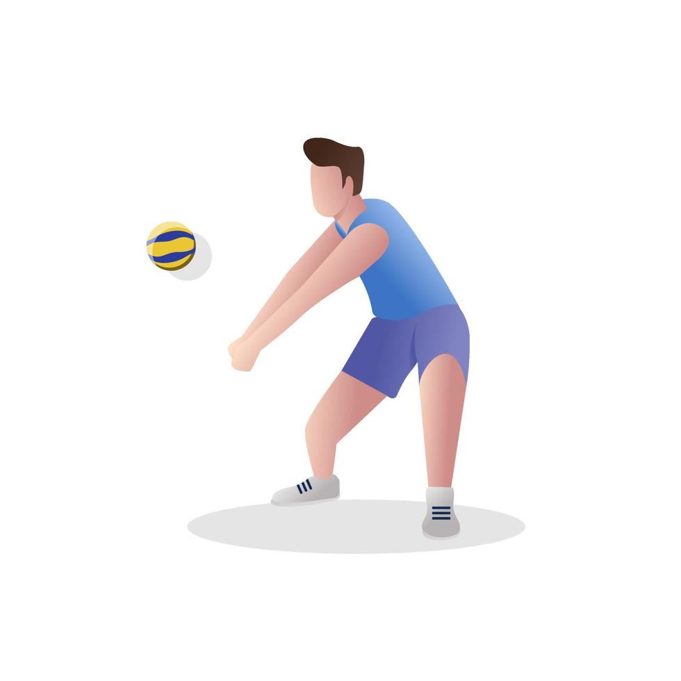 jugadores de voleibol masculino en pose jugando con pelotas. los hombres juegan voleibol. vector