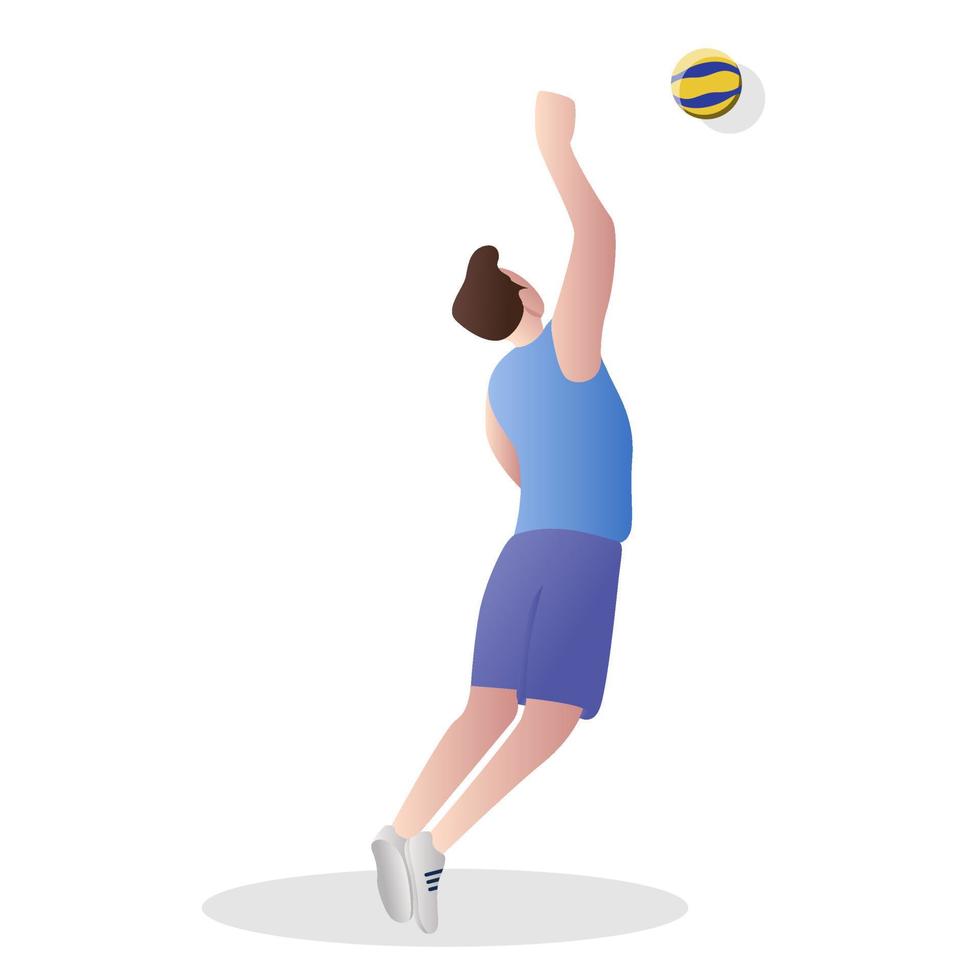 jugadores de voleibol masculino en pose jugando con pelotas. los hombres juegan voleibol. vector