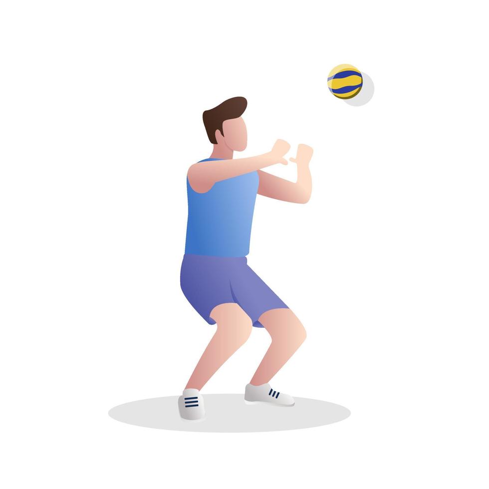 jugadores de voleibol masculino en pose jugando con pelotas. los hombres juegan voleibol. vector