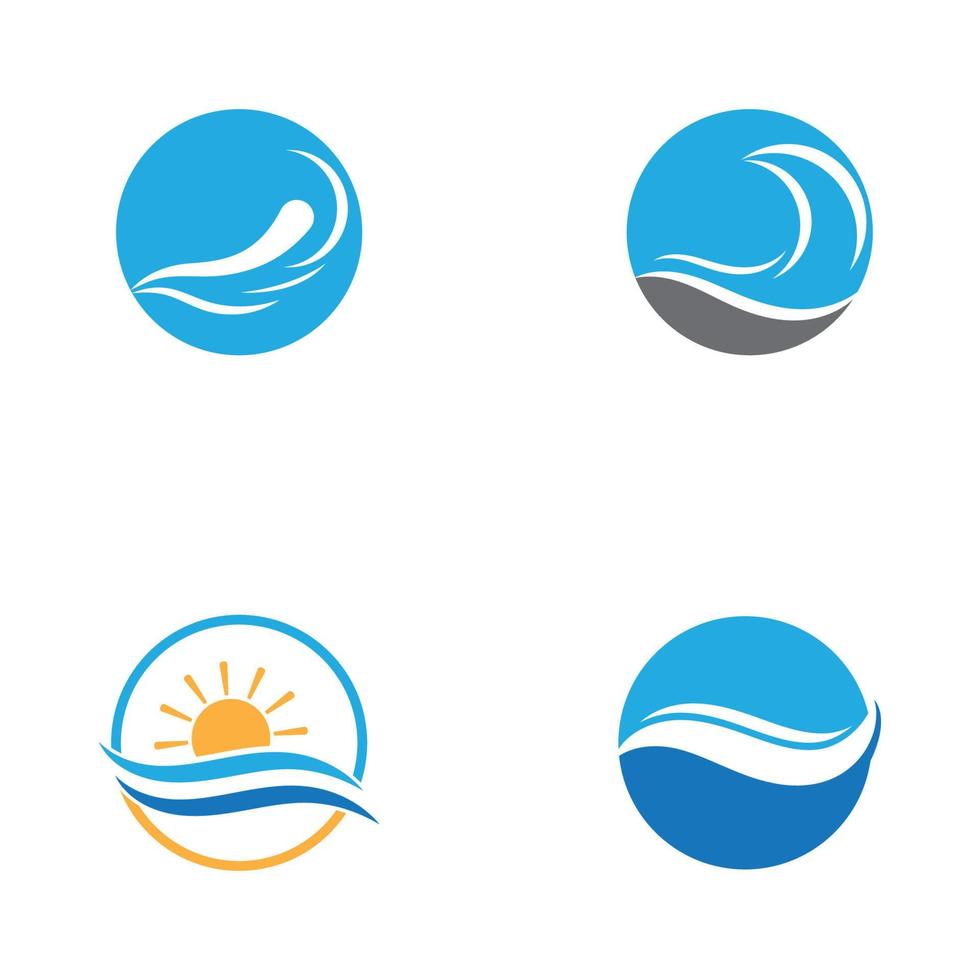 logotipo de onda de agua y logotipo de onda de mar u ondas de agua de playa, con concepto de diseño vectorial. vector