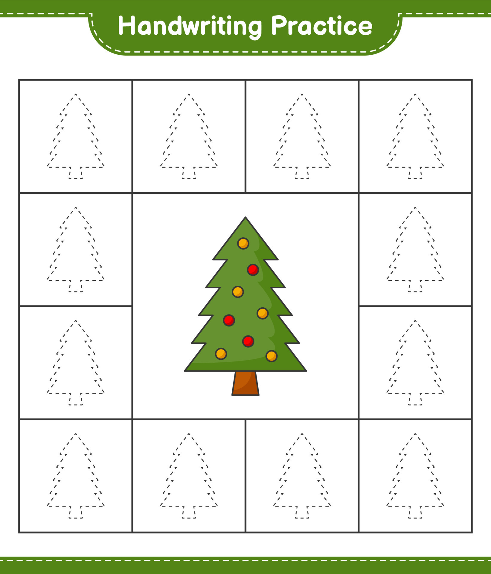 Handwriting practice. Tracing lines of Christmas Tree. Educational ...