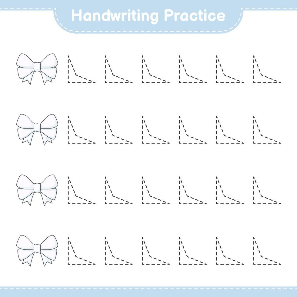 Handwriting practice. Tracing lines of Ribbon. Educational children game, printable worksheet, vector illustration