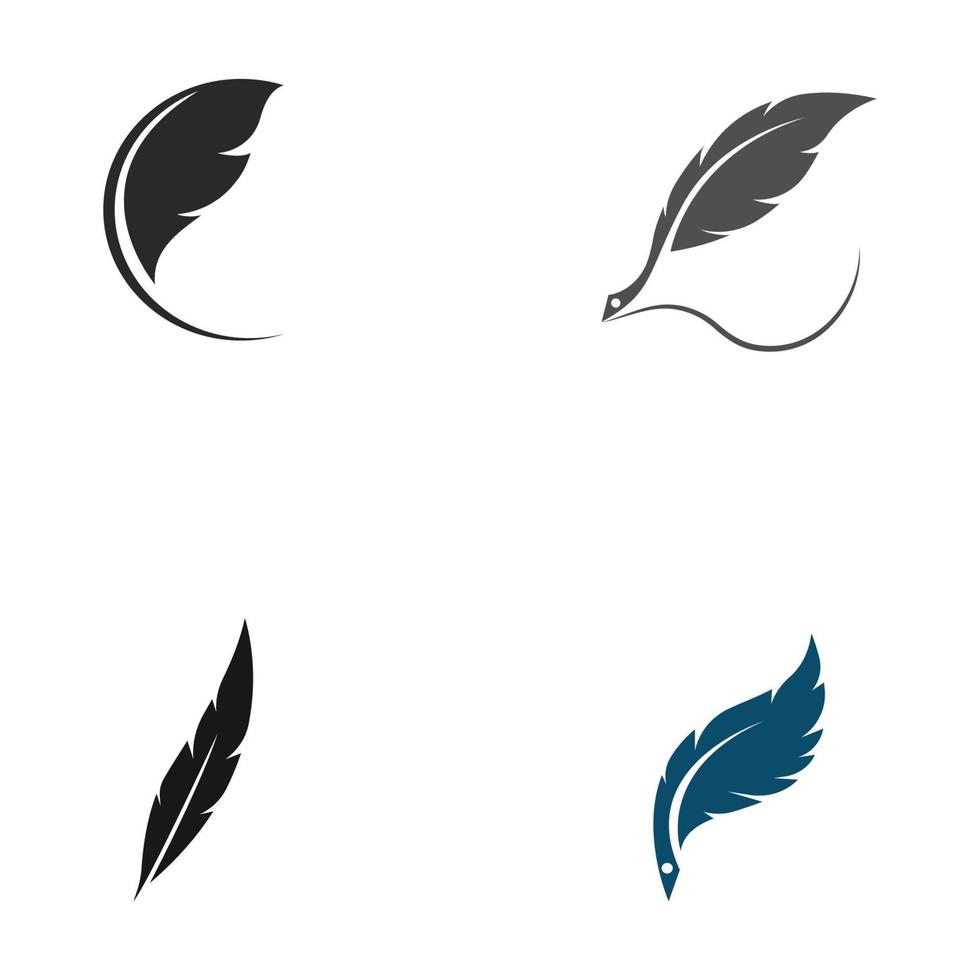 Feather logo, feather pen logo and law firm feather logo vector design.