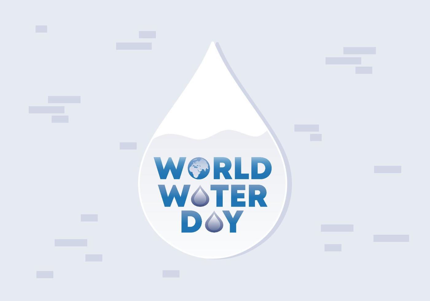 World water day poster banner background with water drop on grey color vector