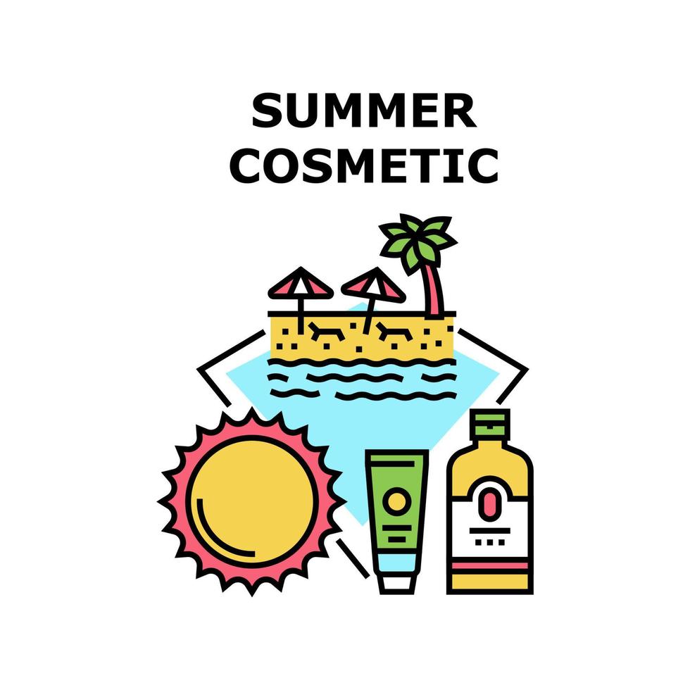 ilustración de color de concepto de vector cosmético de verano