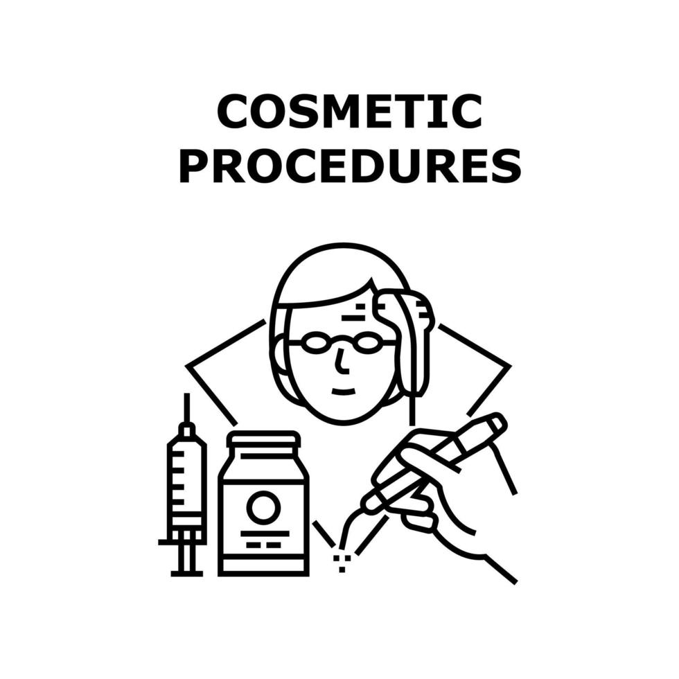 concepto de procedimientos cosméticos ilustración negra vector