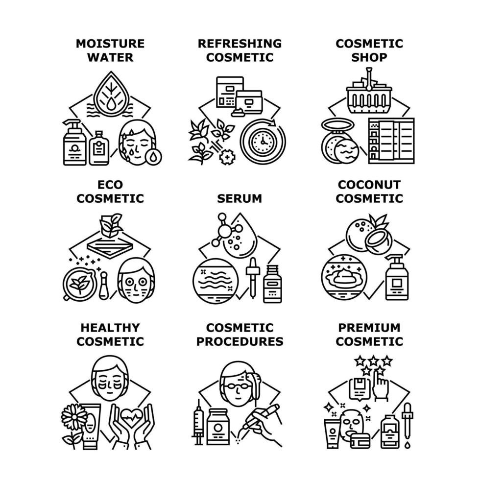Premium Cosmetic Set Icons Vector Illustrations